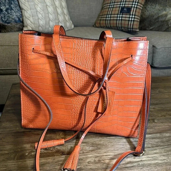 💥PERSAMAN New York Croc Embossed Style Handbag Adjustable Satchel Sienna Purse - Picture 11 of 15